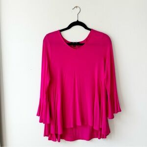 A.Z.I. Vibrant Pink Flared Sleeve Tunic Size Small